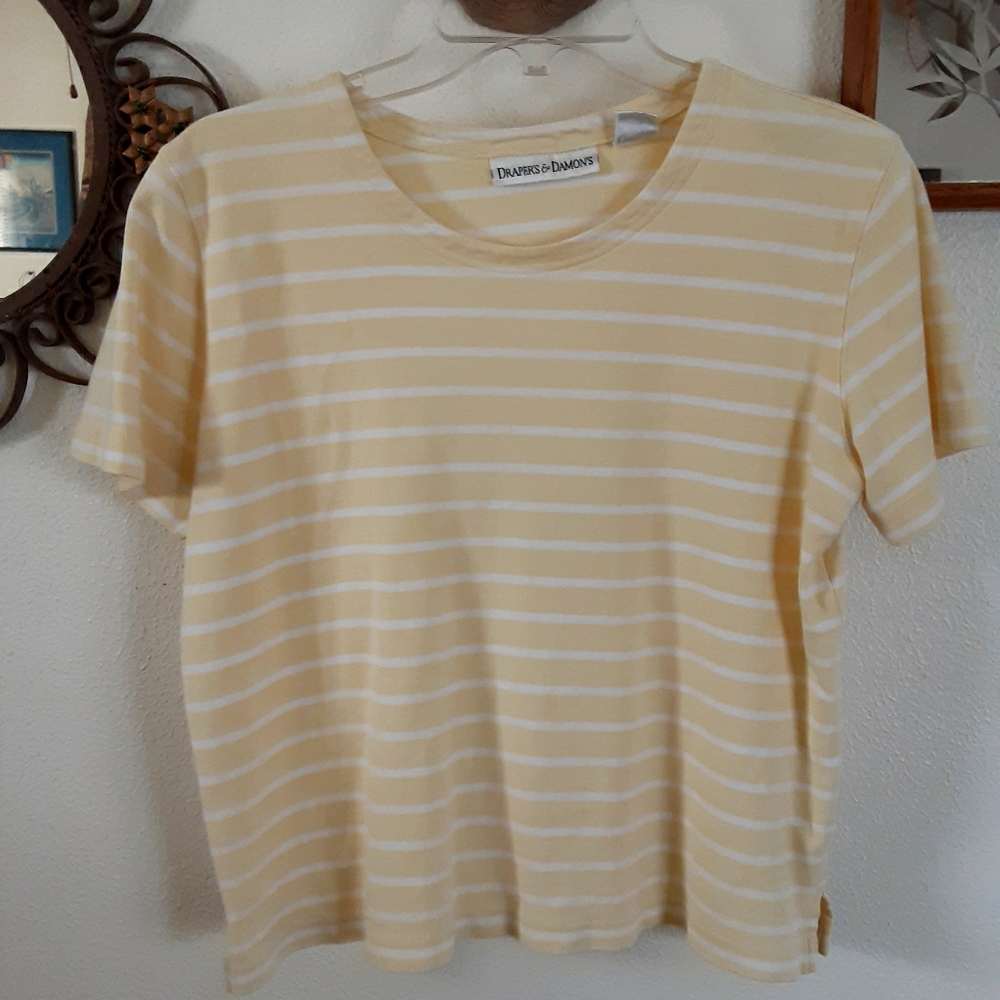 DRAPER'& DAMON'S YELLOW STRIPED TOP, LARGE